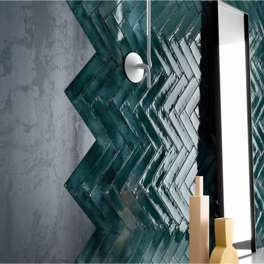 Faianță Metalbrick Green Lux 6x24